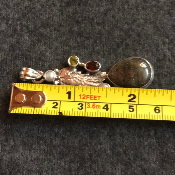Multi Stoned Winged Pendant - Picture 6 of 7